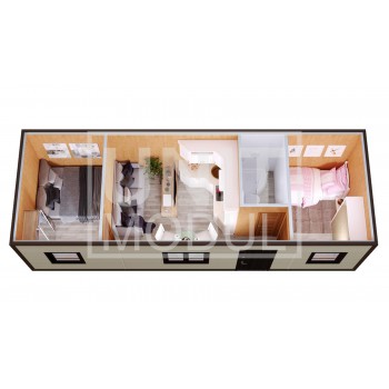 (БД-15) Бытовка металлическая (блок-контейнер) дачная с гостиной и комнатами